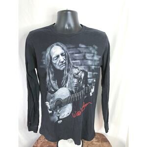 Willie Nelson Long Sleeve Graphic Shirt Black Size M